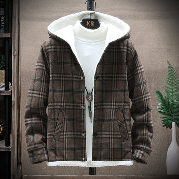 Men's Casual Hooded Cashmere Fleece Cotton Jacket Thickened Jacket Youth Coat