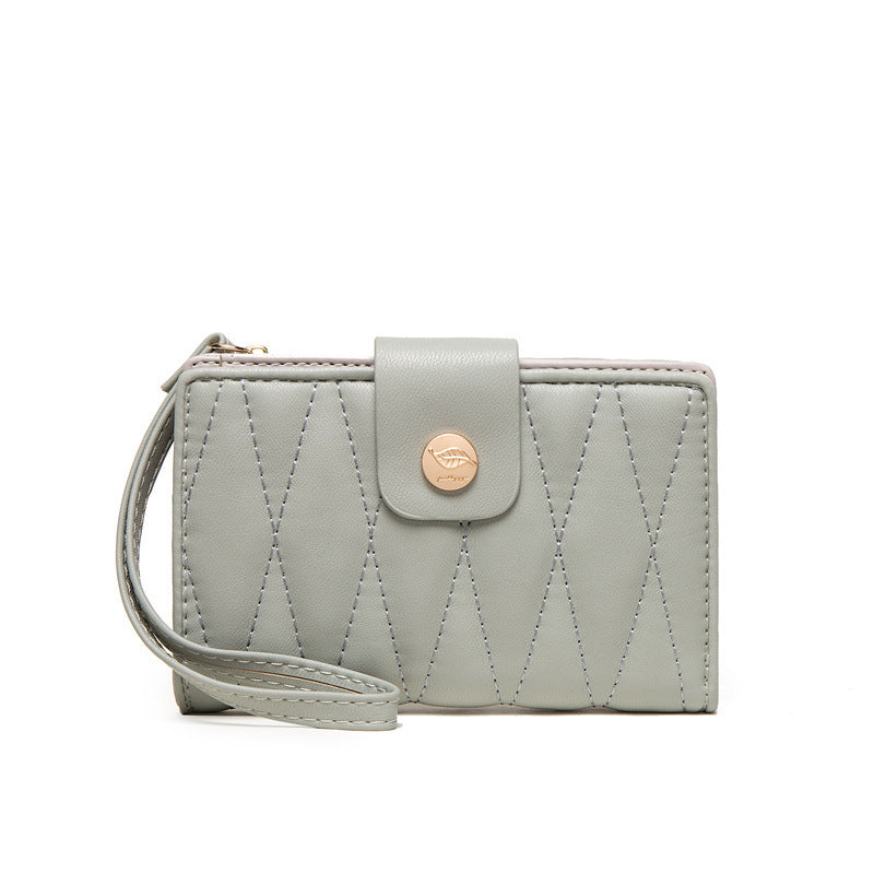 Fashion Rhombic Zipper Buckle Middle Long Wallet