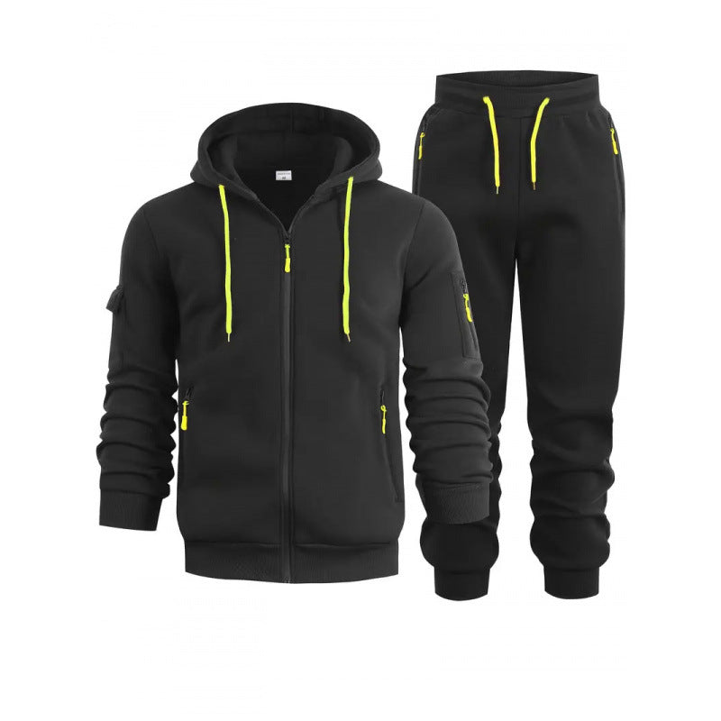 Mens Zip-Up Hoodie With Arm Pockets, Cardigan Sweatshirt Coat