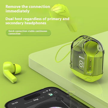 Bluetooth Headset Wireless HiFi Sound Quality Bilateral Stereo Bass Surround Comes With Transparent Digital Display