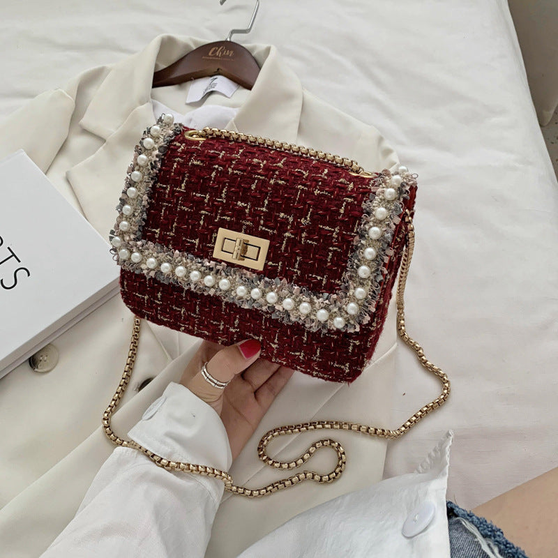 New Fashion Woolen Cloth Chain Bag Western Style One-shoulder Diagonal Bag