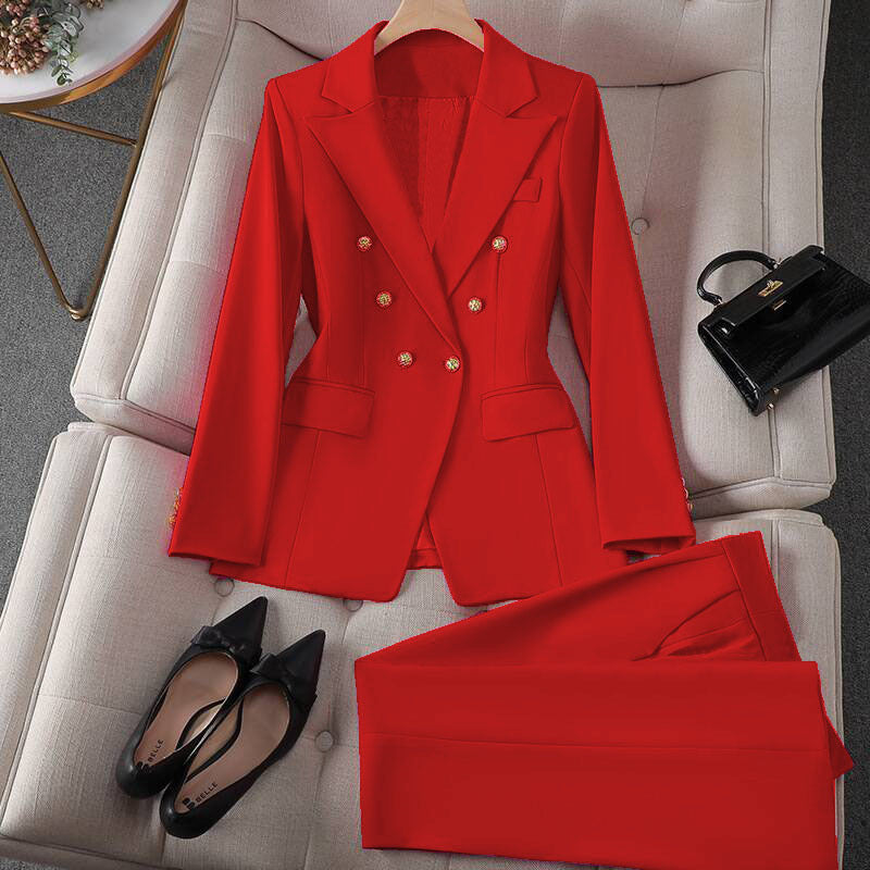 Korean Casual Design Blouse Trouser Suit