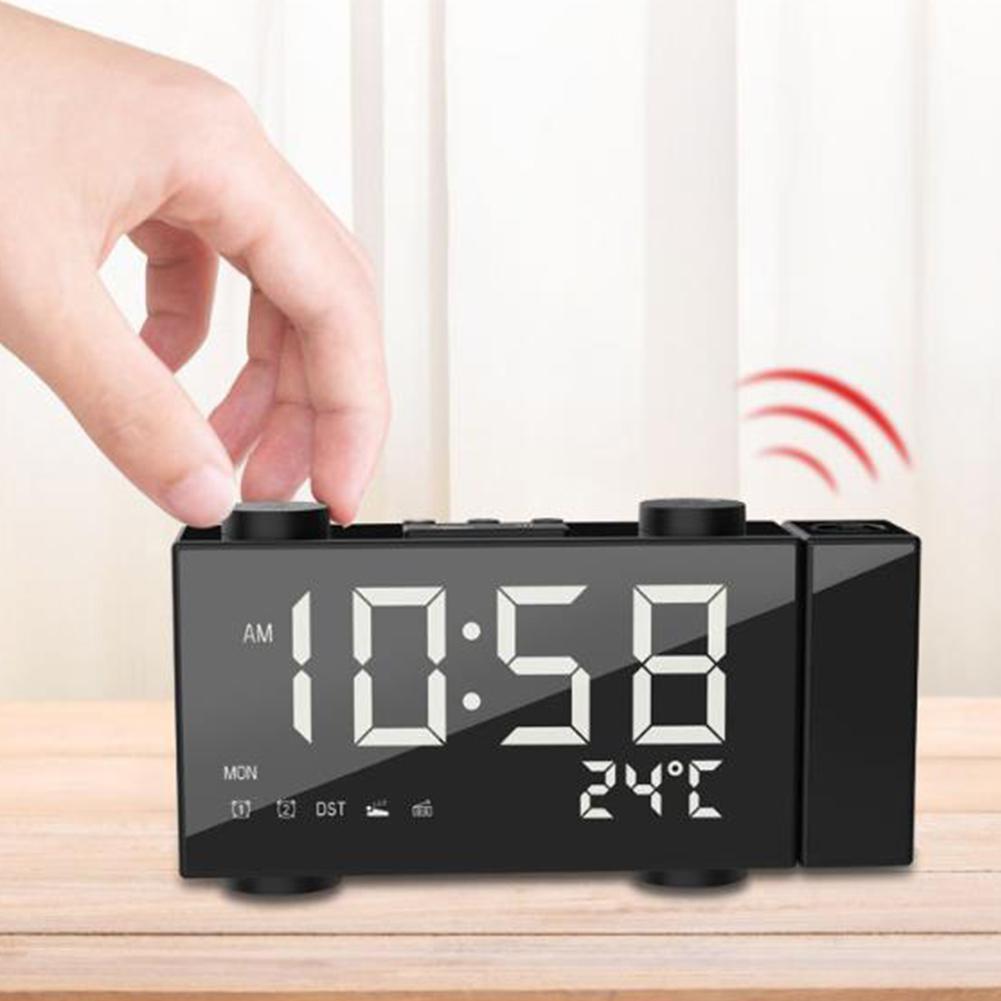FM Radio Projection Alarm Clock With Digital Display USB Charging Electronic Clock With Temperature Display