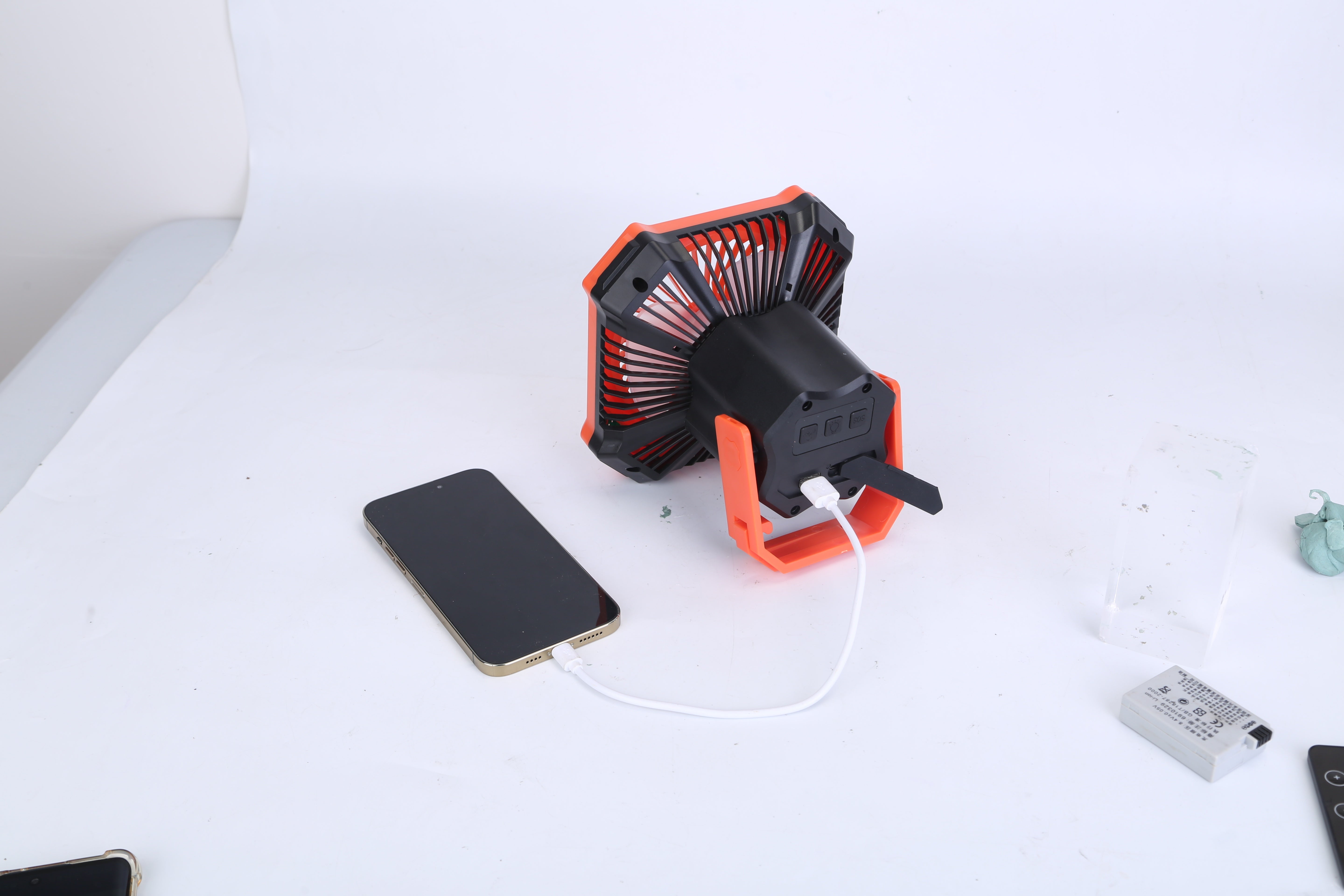 Portable Camping Lantern Fan Battery Powered Hanging Fan USB Rechargeable Tent Fan With 4 Light Modes 3 Wind Modes Emergency Power Bank Remote Control Hanging Hook