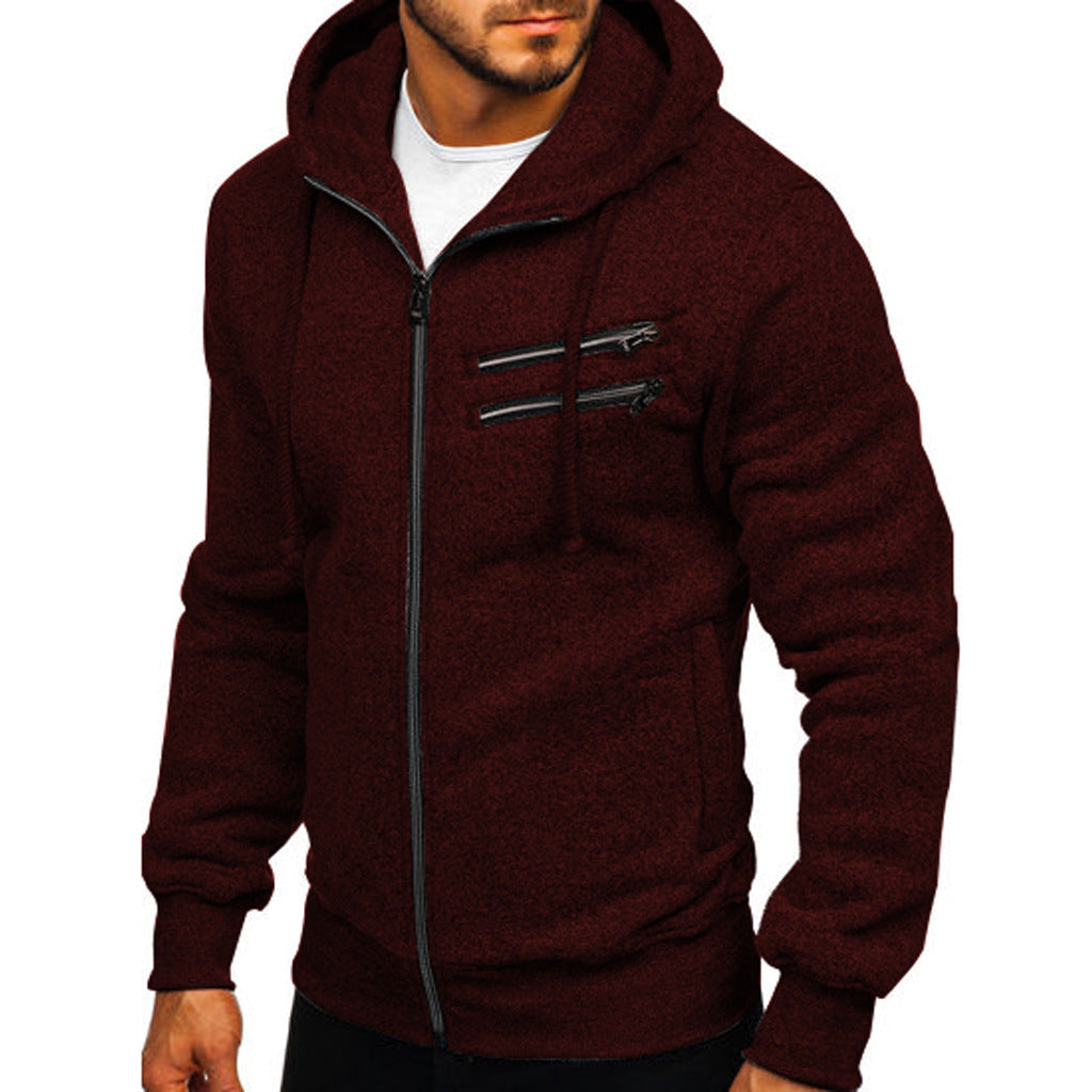 Men's Fleece Cardigan Zippered Hoodie Jacket