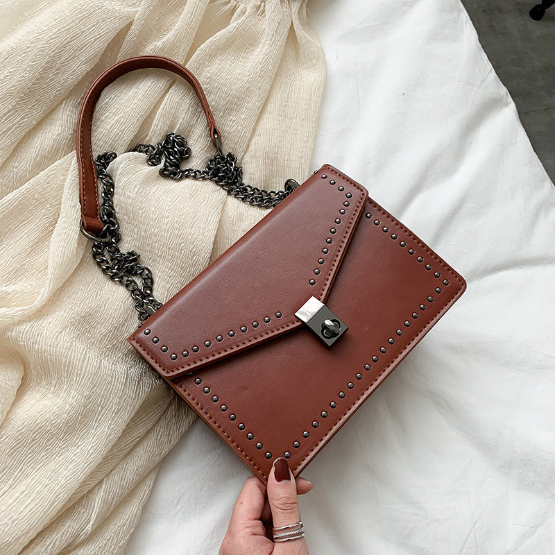 Rivet chain small square bag