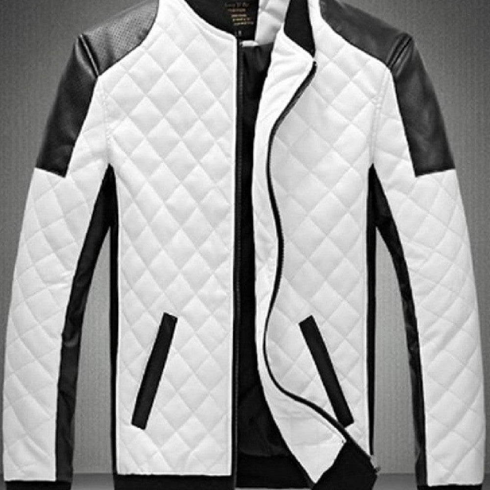 Black And White Leather Coat