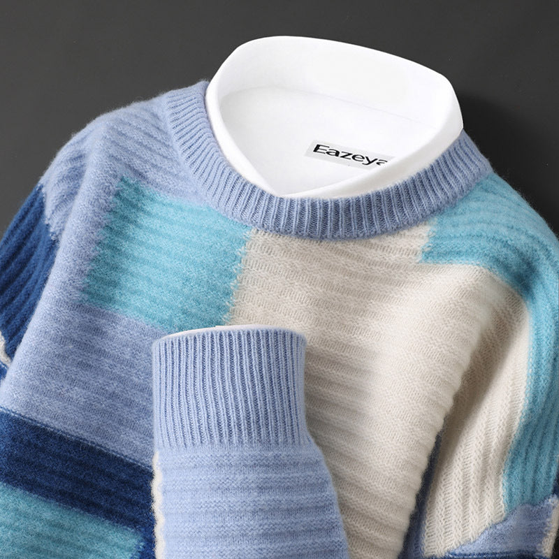 Cashmere Sweater Men's Loose Round Neck Multicolor