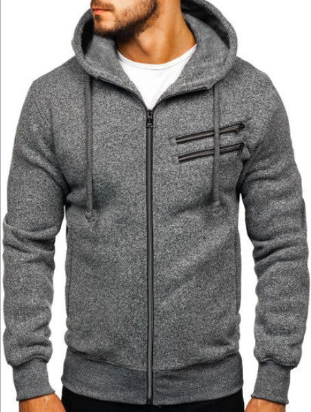Men's Fleece Cardigan Zippered Hoodie Jacket