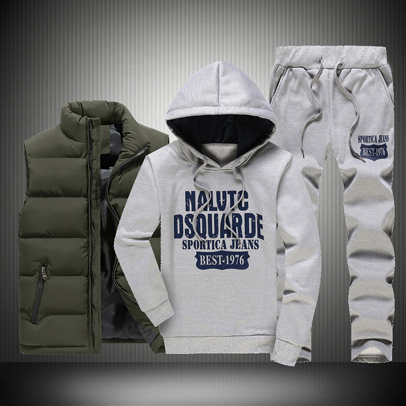 Men's Hooded Letter Sweatshirt Set