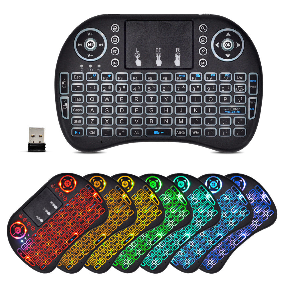 MINI I8 Flying Squirrel 2.4G Mini Wireless Keyboard With Touchpad Tri-color Backlight Multimedia Colorful