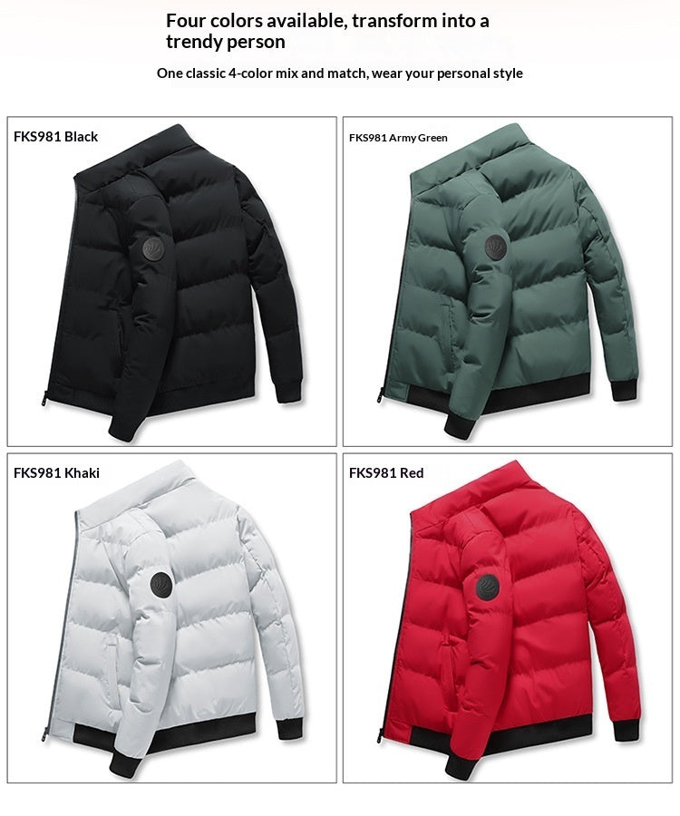 Thick, Warm, Simple Cotton-padded Jacket For Men