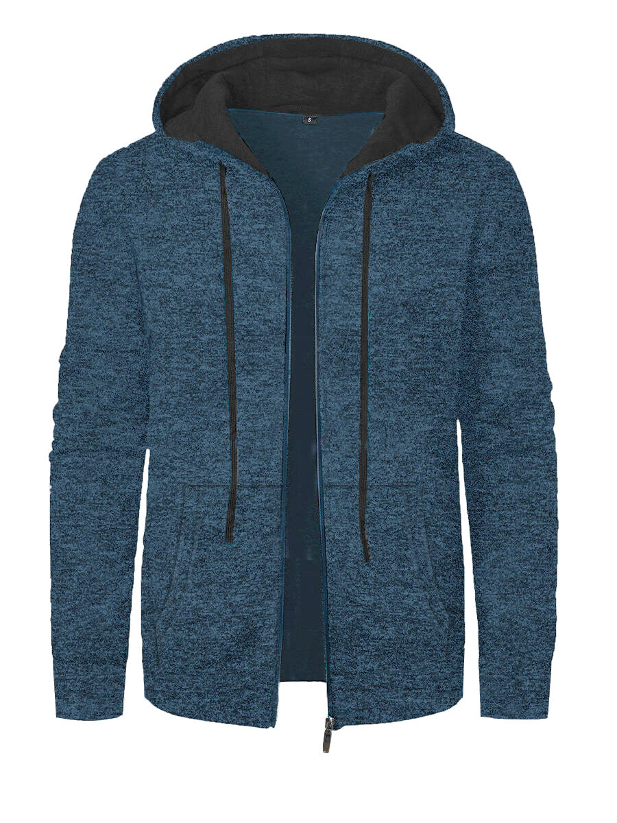 Men's Sports Fitness Casual Jacquard Sweater Hooded Coat