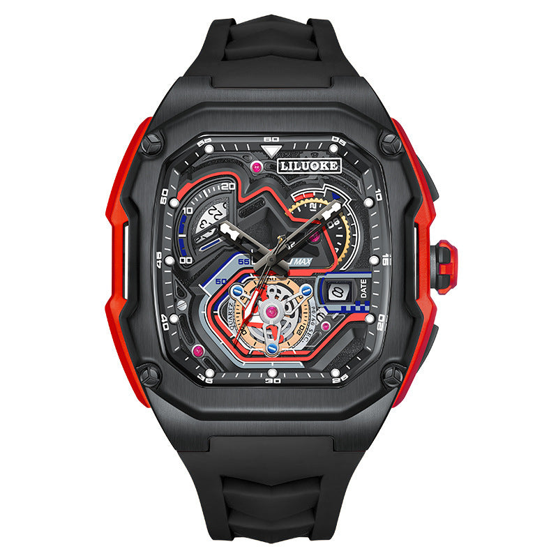 Three-Dimensional Hollow Waterproof Luminous Sports Multifunction Quartz Watch