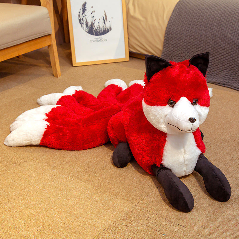 Cartoon nine-tailed white fox doll