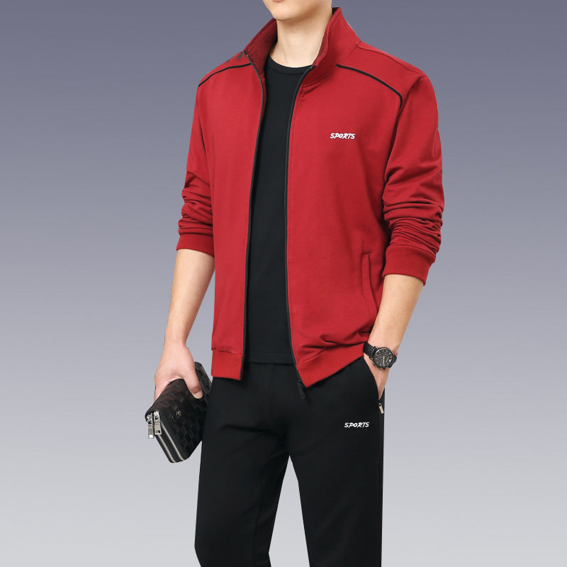 Spring And Autumn Long-Sleeved Dad Sportswear Middle-Aged And Elderly Casual Sportswear Suit