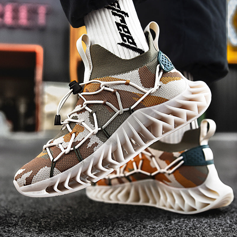 Fashionable Men's Leather Shock Absorbing Lightweight Sneakers