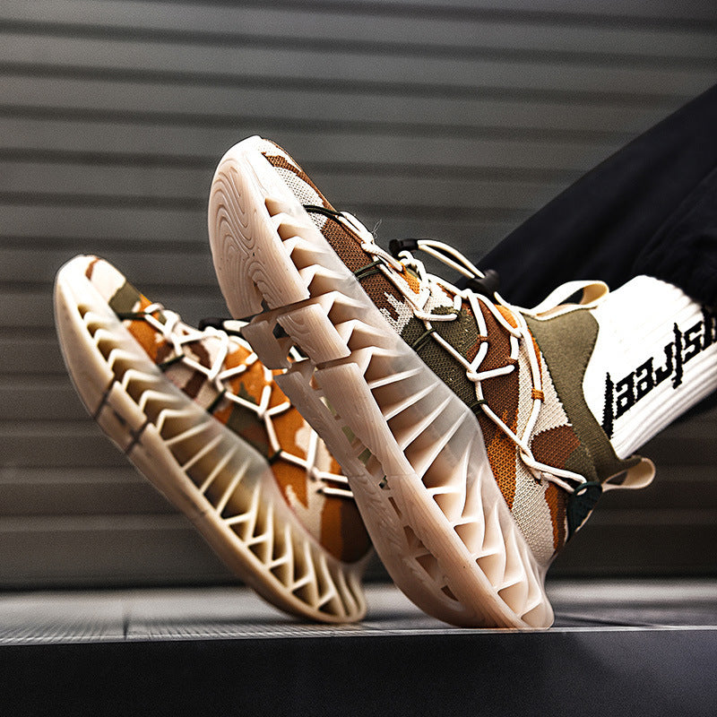 Fashionable Men's Leather Shock Absorbing Lightweight Sneakers