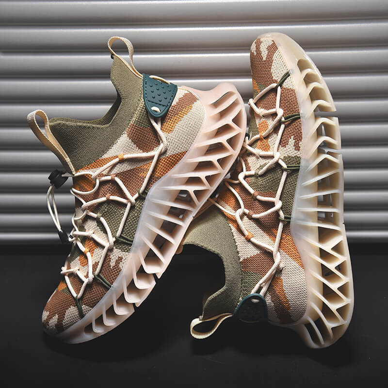 Fashionable Men's Leather Shock Absorbing Lightweight Sneakers