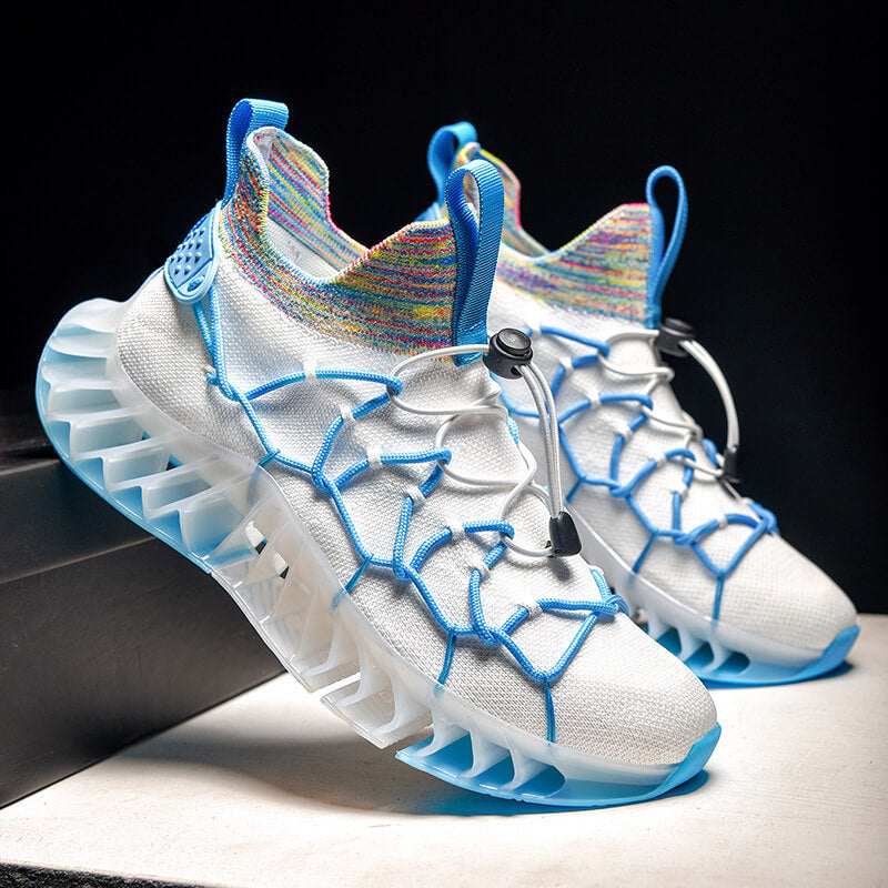 Fashionable Men's Leather Shock Absorbing Lightweight Sneakers