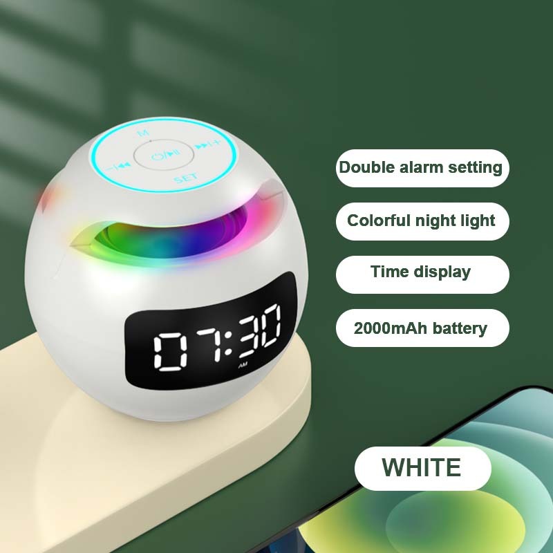 Mini Dual Alarm Bluetooth Speaker Colorful Night Light