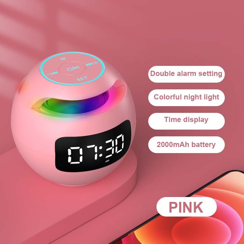 Mini Dual Alarm Bluetooth Speaker Colorful Night Light