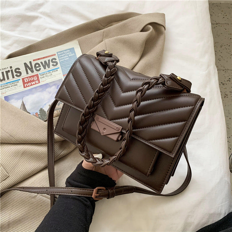 Vintage One Shoulder Underarm Bag Fashion Lock Small Square Bag