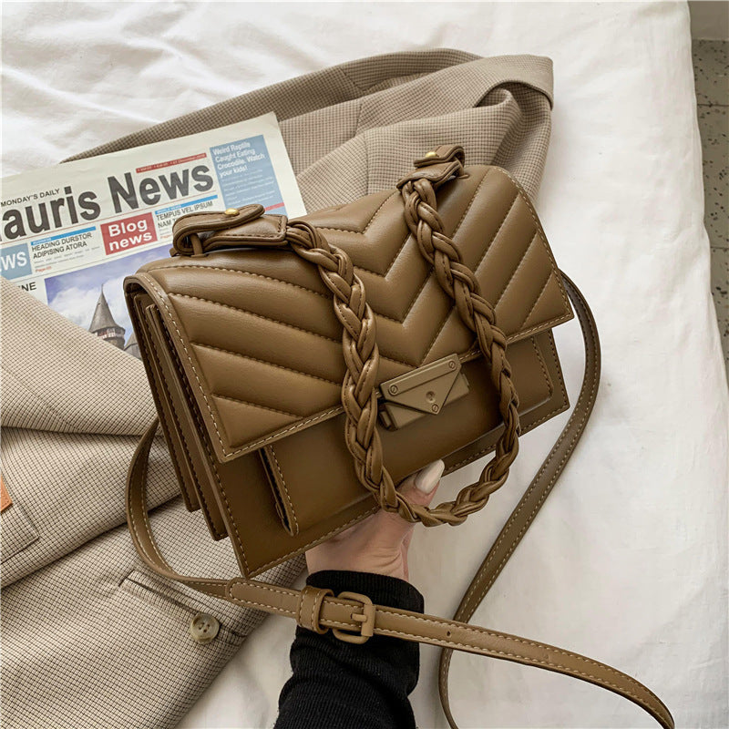 Vintage One Shoulder Underarm Bag Fashion Lock Small Square Bag