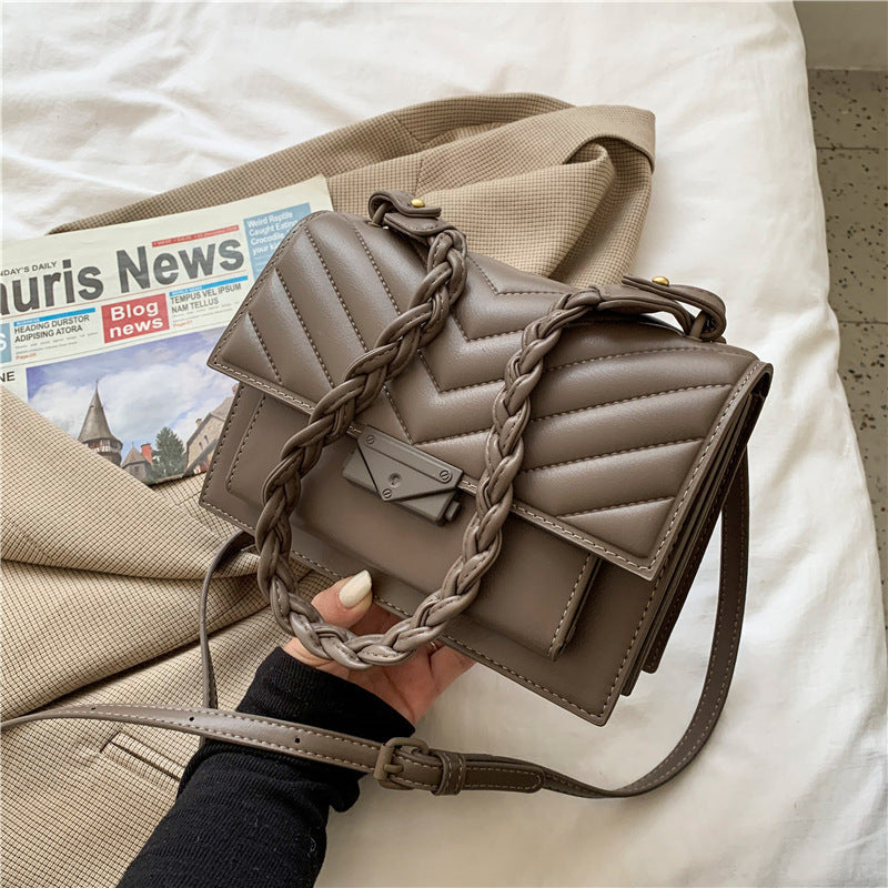 Vintage One Shoulder Underarm Bag Fashion Lock Small Square Bag