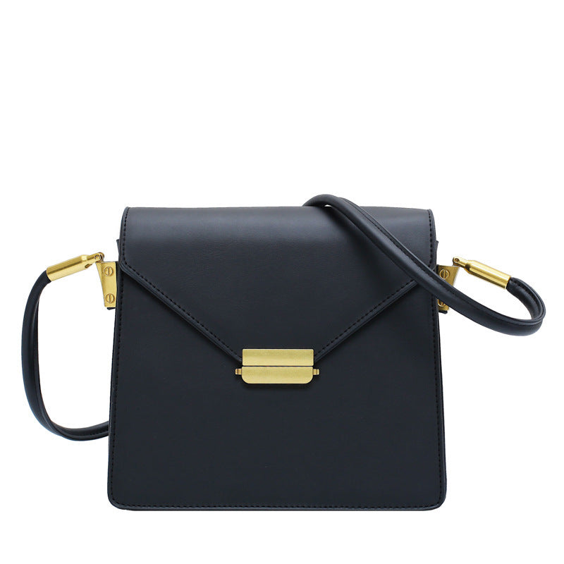 Crossbody Small Black Bag Chic Bag Female New Wave Korean Version Of The Wild Simple One-Shoulder Retro Hong Kong Style Small Square Bag