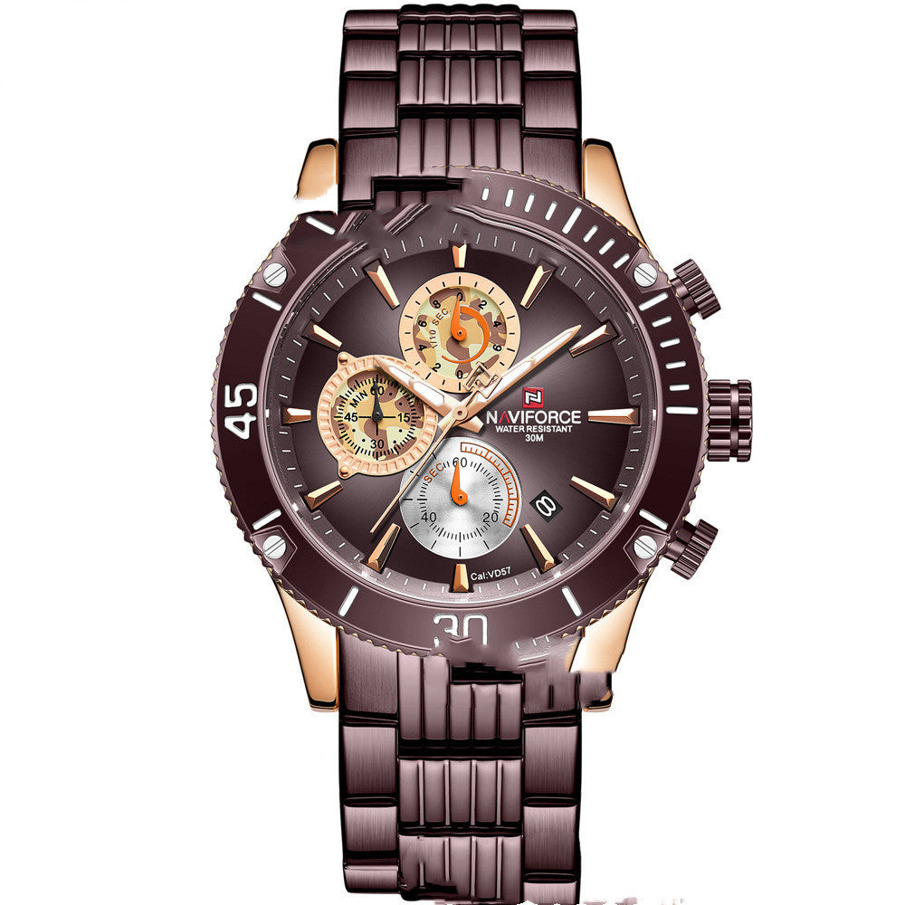 Waterproof Calendar Men'S Multi-Function Quartz Watch