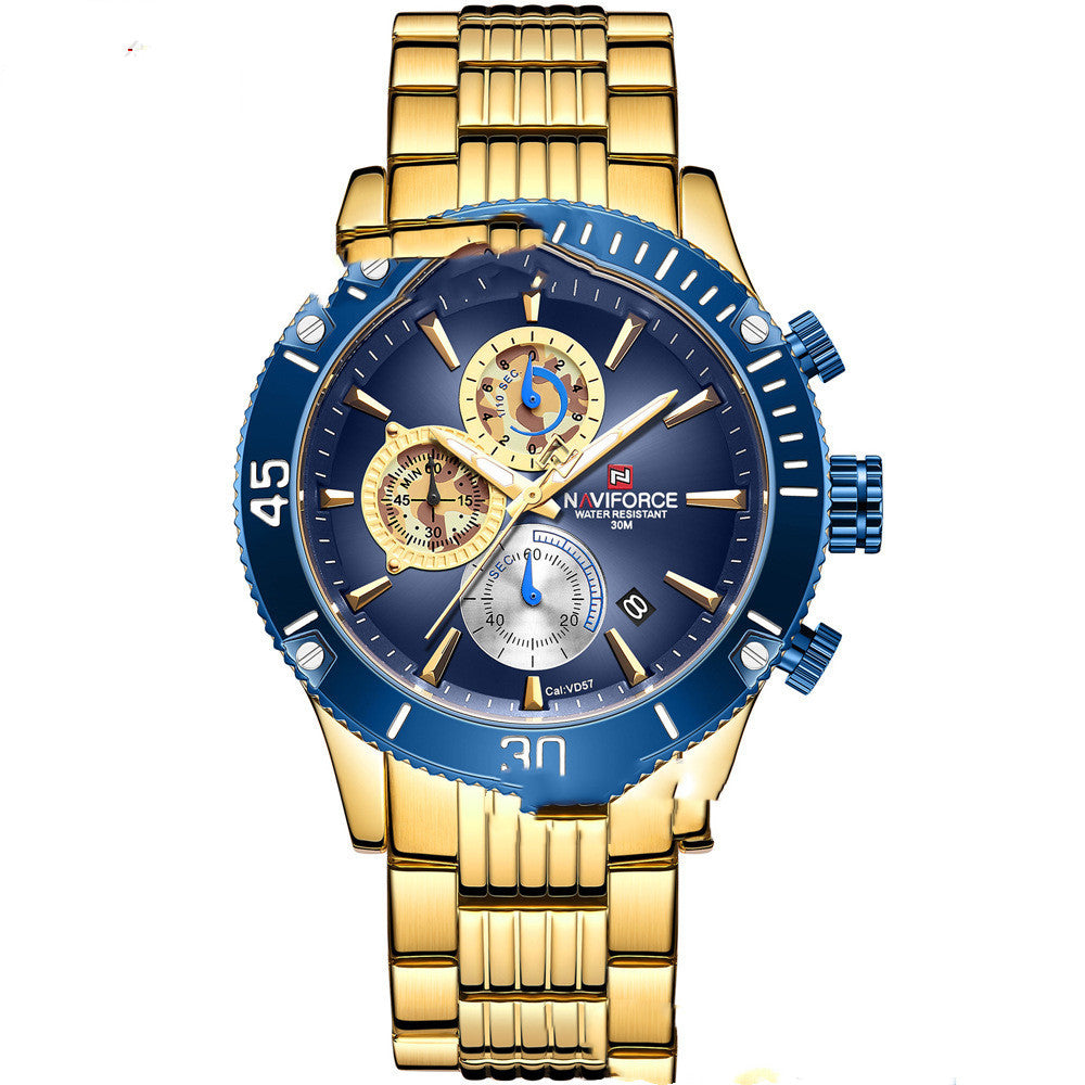Waterproof Calendar Men'S Multi-Function Quartz Watch
