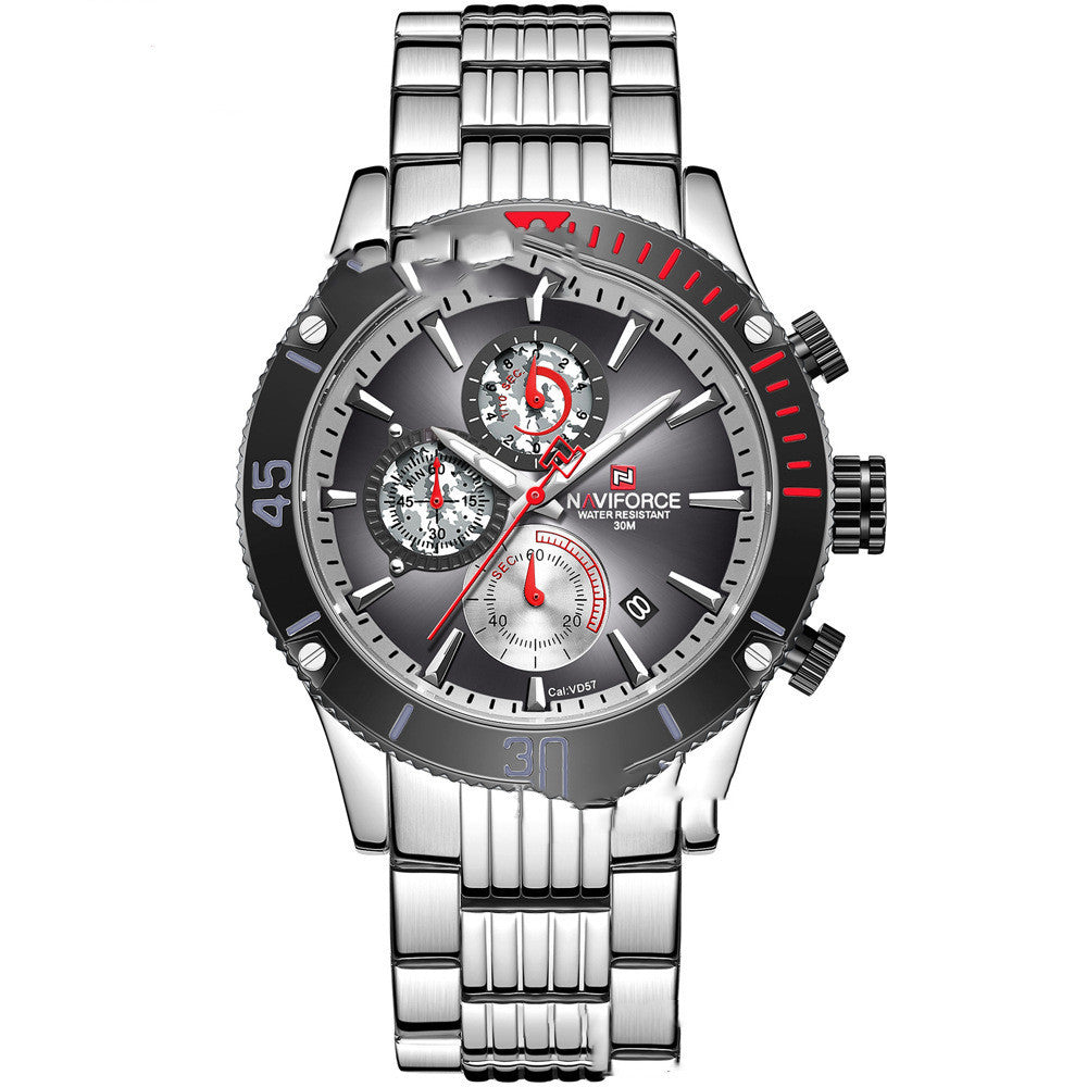 Waterproof Calendar Men'S Multi-Function Quartz Watch