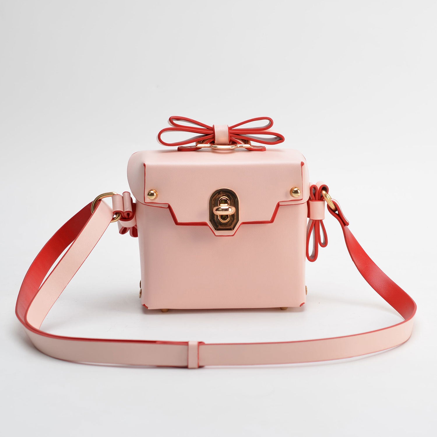 Women'S Bag Three Dimensional Bow Rivet Single Shoulder Bag Retro Lock Handbag Small Square Bag