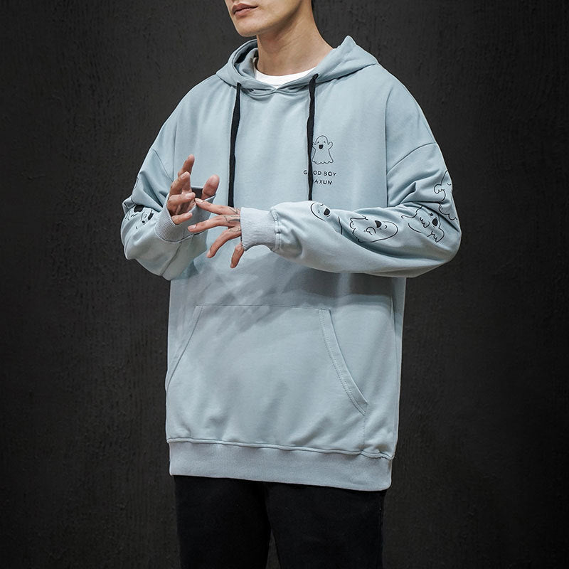 Men's Plus Size Casual Loose Printed Hooded Sweater