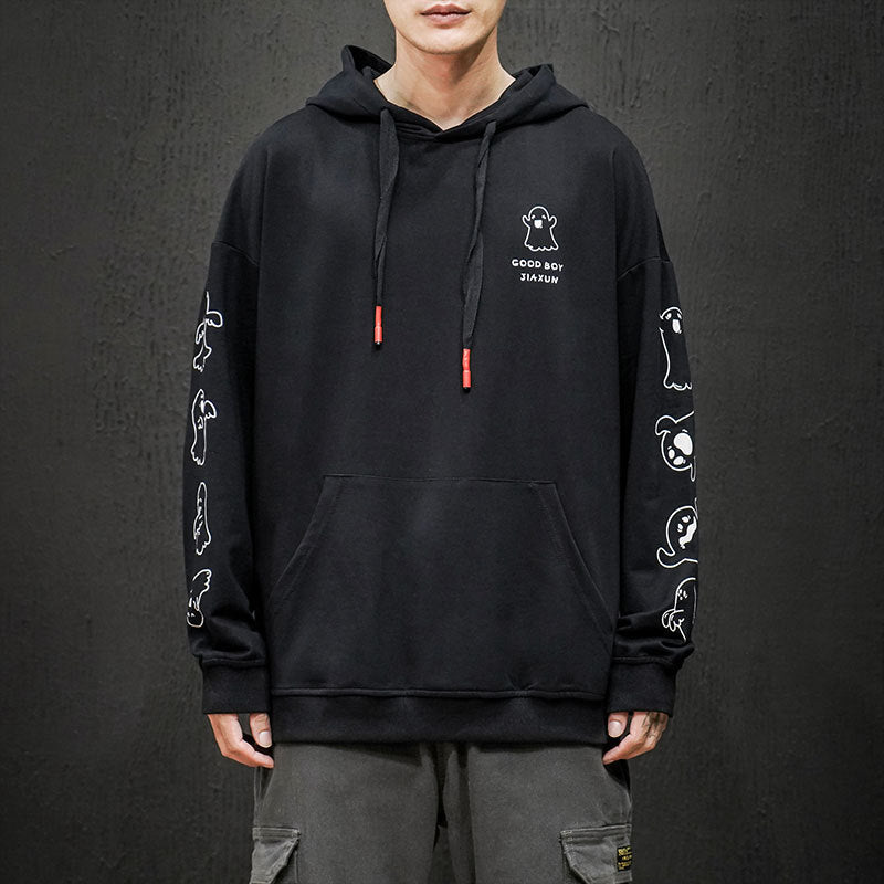 Men's Plus Size Casual Loose Printed Hooded Sweater