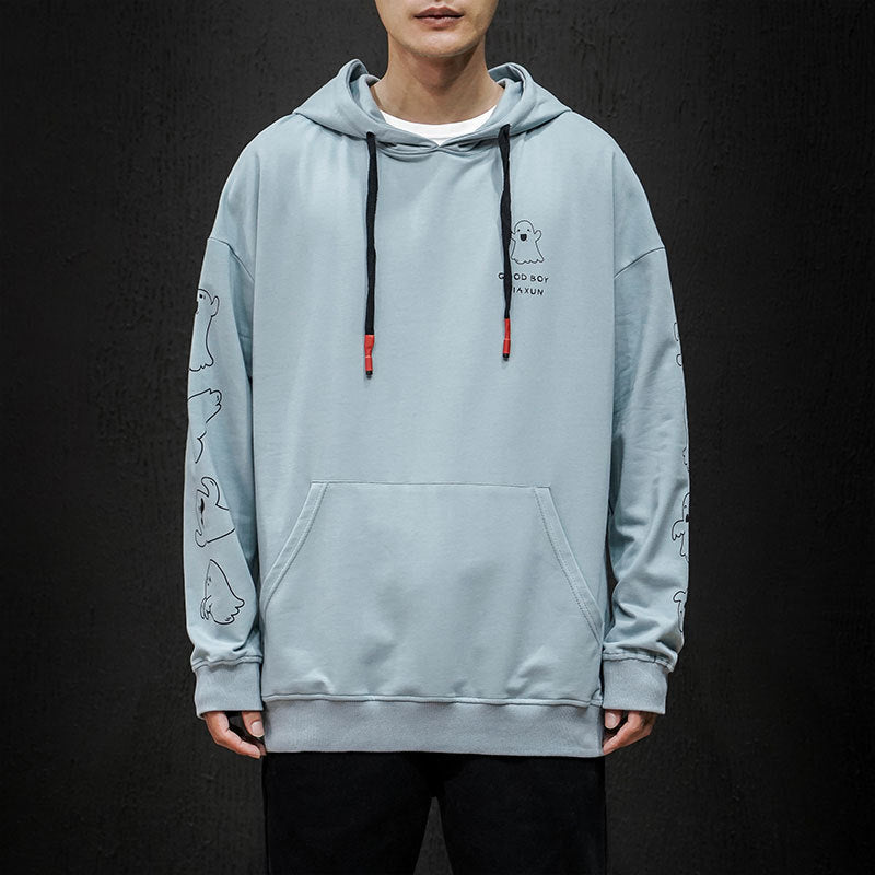 Men's Plus Size Casual Loose Printed Hooded Sweater