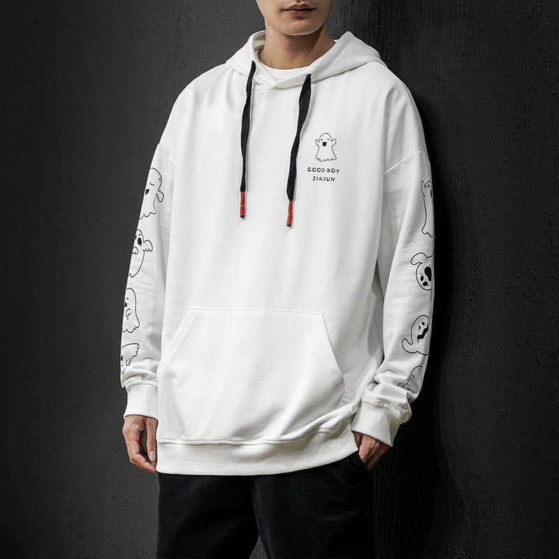 Men's Plus Size Casual Loose Printed Hooded Sweater