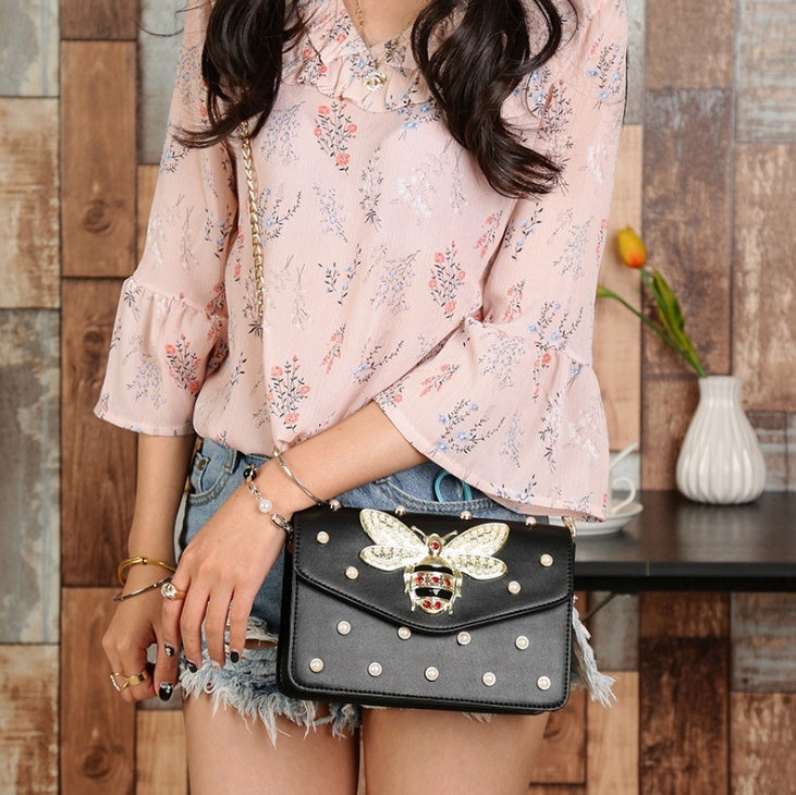 SMALL BAG WITH SHOULDER PATTERN BEELE AND STRASS