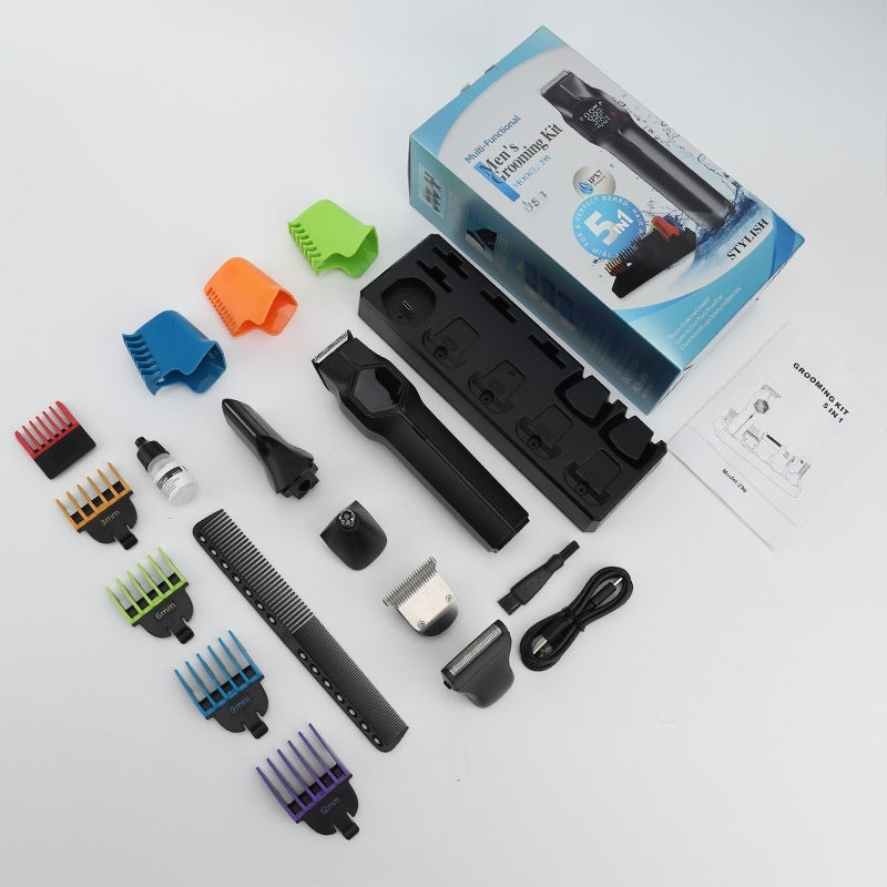 Magnetic Cutter Head Five-in-one Men's Household Hair Clipper Suit
