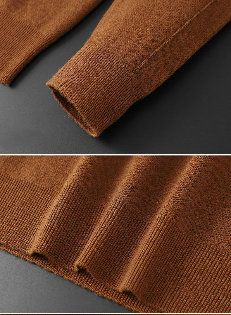 Casual Sweater Men's Thickened Warm Zipper Collar Sweater