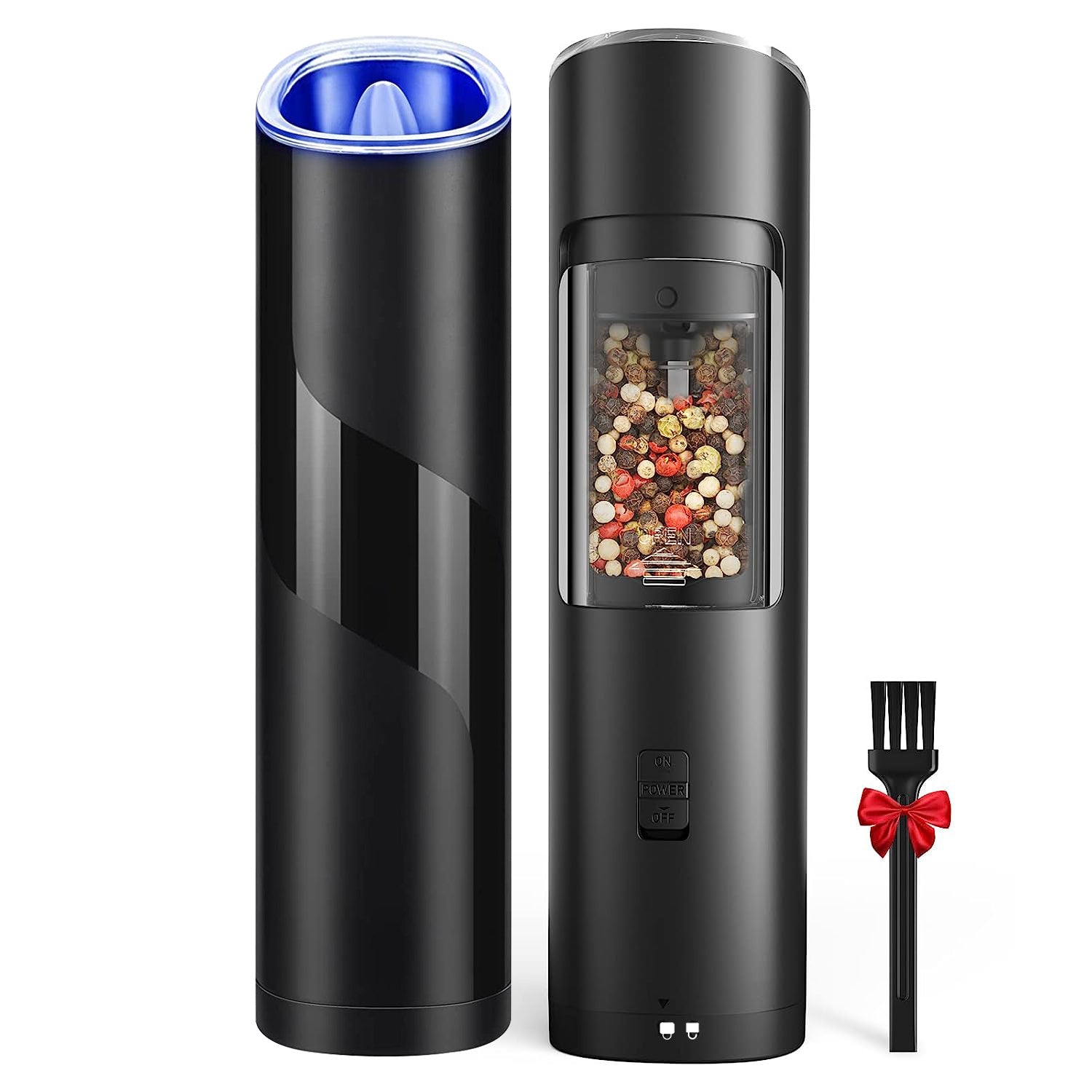 Electric Salt And Pepper Grinder Automatic Gravity Sensor Battery Powered Salt Mill LED Indicator Adjustable Coarseness One Hand Easy Operation