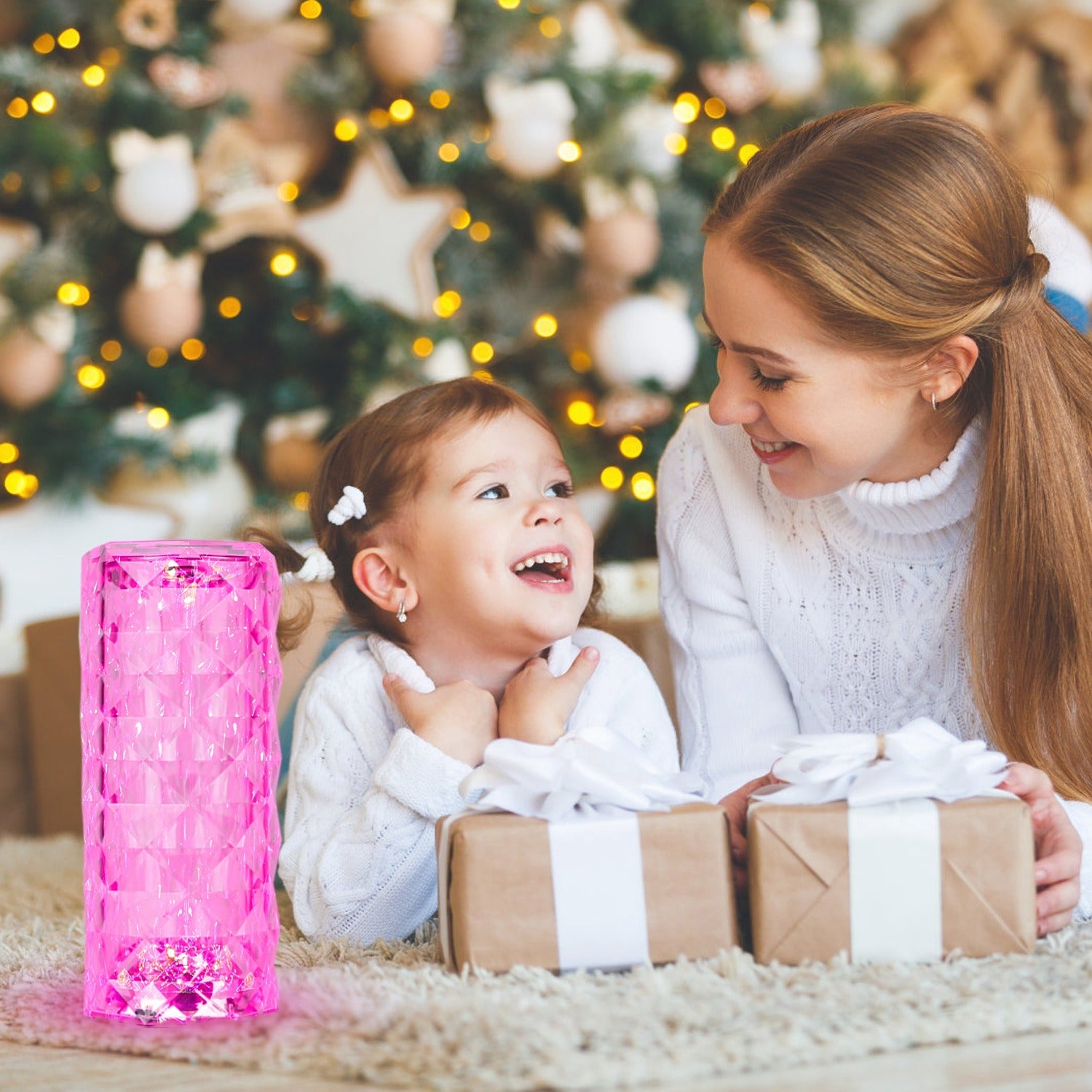 Crystal Diamond Rose Table Lamp Dimmable Remote Touch Control Beside LED Night Light Rechargeable 16 Color Change Atmosphere Bar Lamp