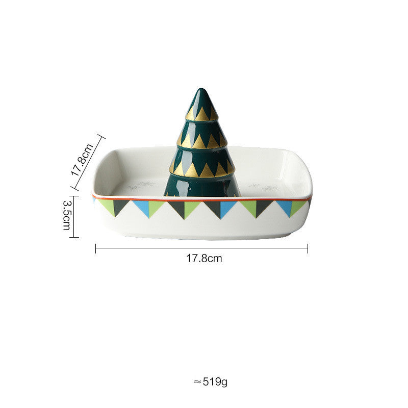 Creative Retro Christmas Cute Tableware Household Ceramic Plate