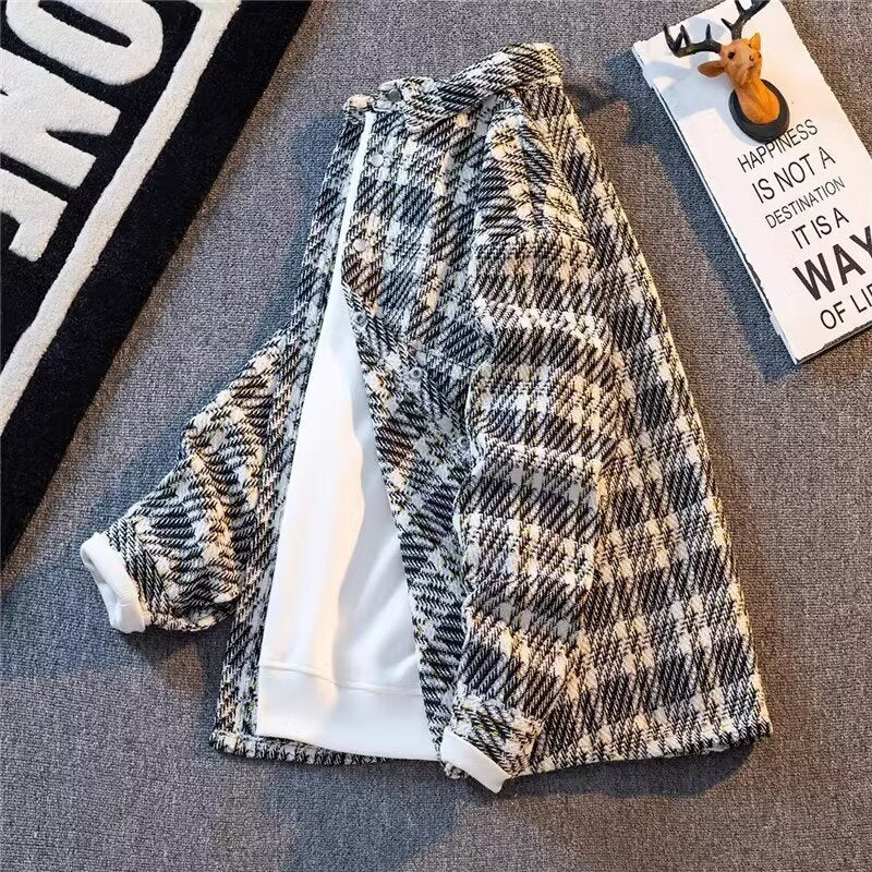 Casual All-matching Tops High-grade Plaid Shirt Jacket