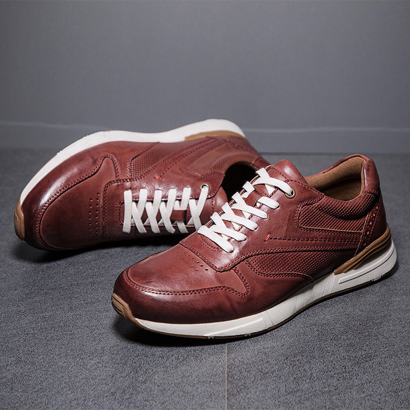 Men's Winter Travel Toe Cap Leather Sneakers