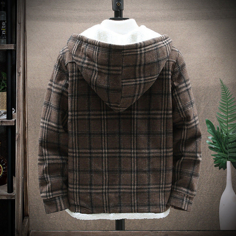 Men's Casual Hooded Cashmere Fleece Cotton Jacket Thickened Jacket Youth Coat