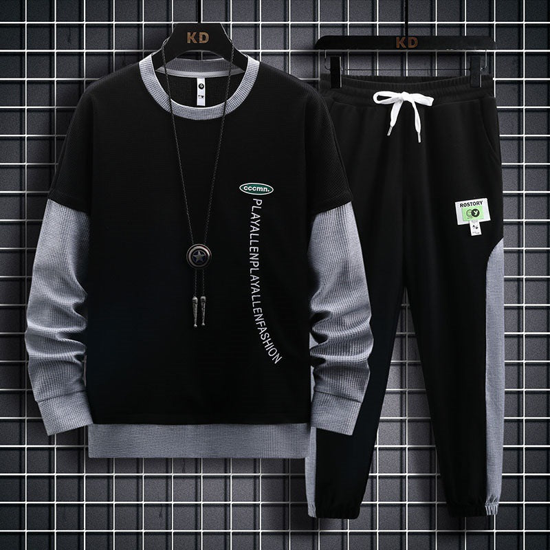 New Waffle Sweater Men's Casual Sports Suit