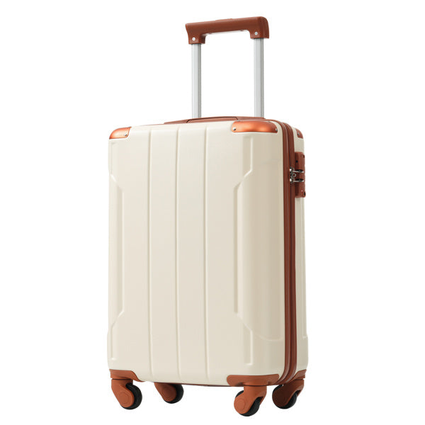 Hardshell Luggage Sets 3 Piece Carry-on Suitcases With Wheels, TSA Lock For Men Women-White