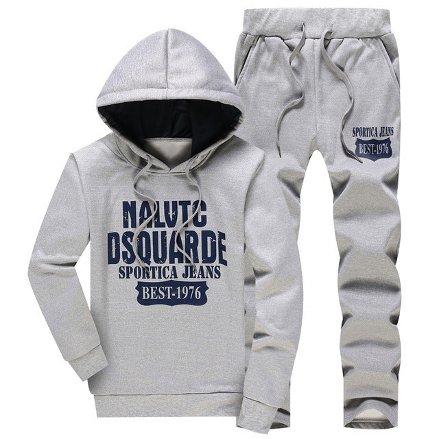 Men's Hooded Letter Sweatshirt Set